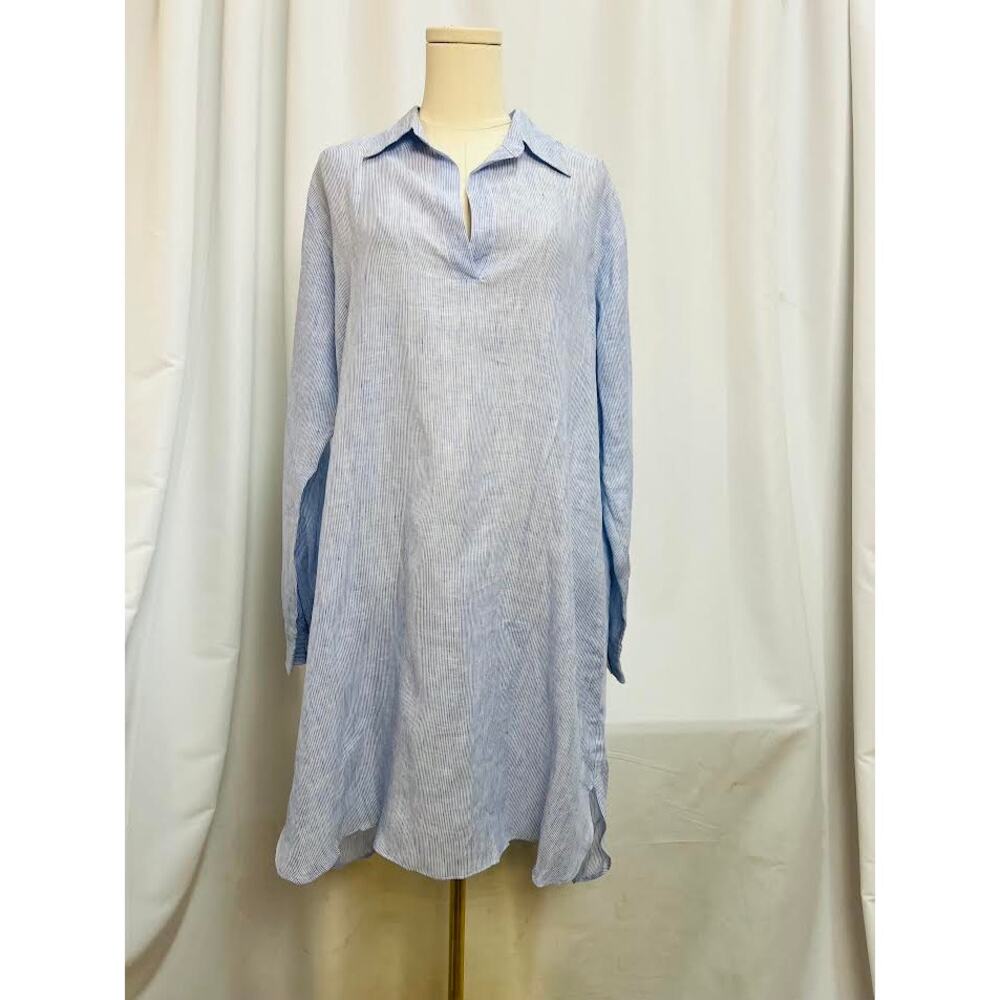 NWT! Pour Les Femmes Linen Shirt‎ Dress Light Blue LARGE